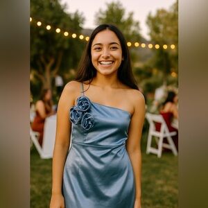 Emerald Sundae Blue One-Shoulder Dress